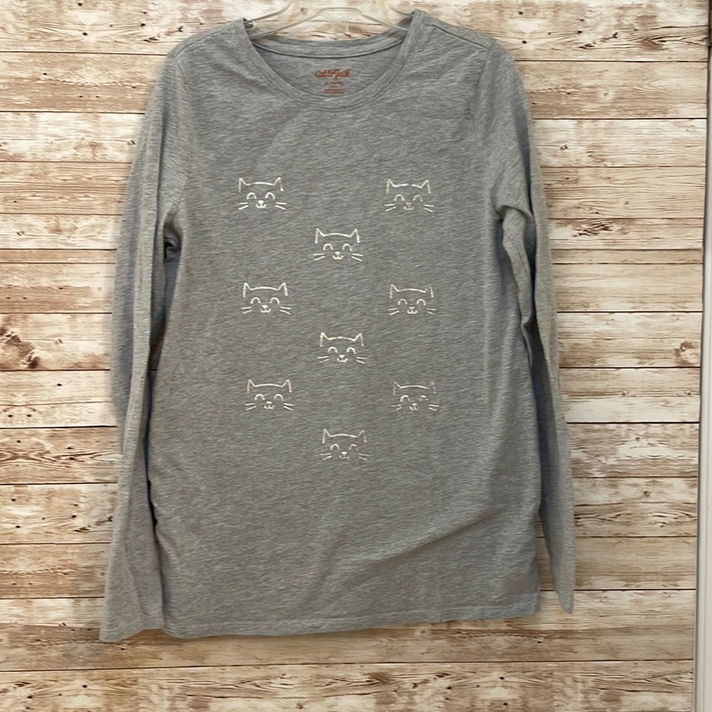 Cat and Jack long sleeve, gray cat T-shirt